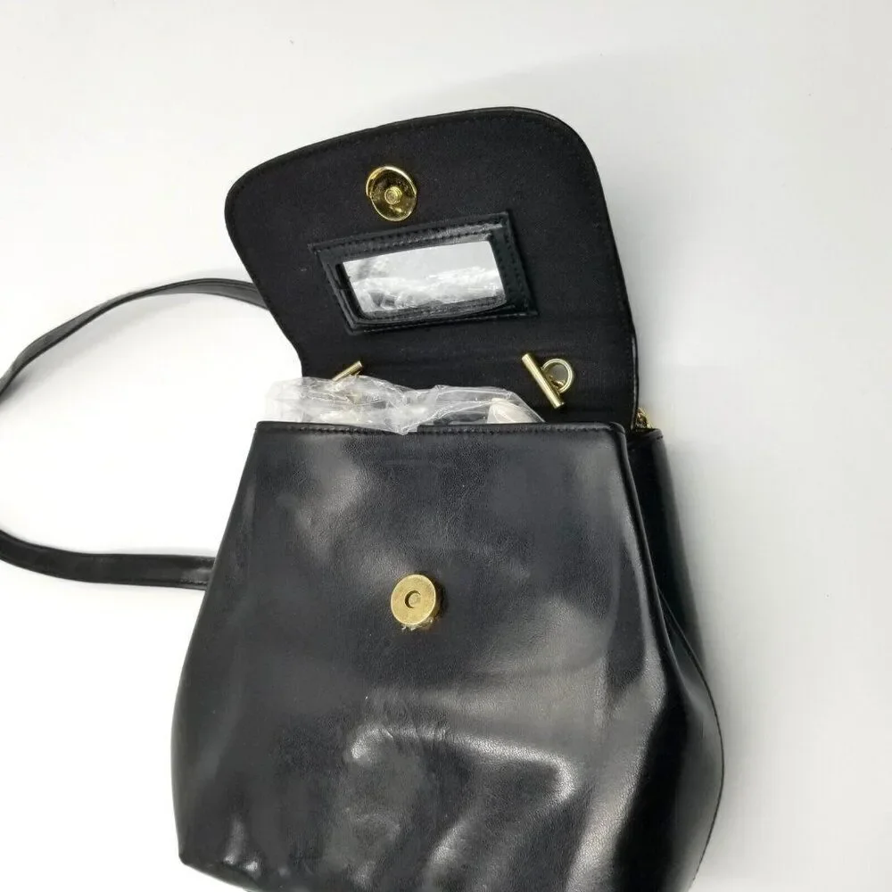 Vintage 90s Liz Claiborne Shoulder Bag Black Handbag Gold Chain